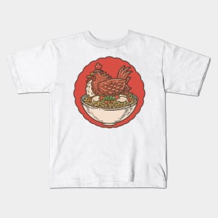Funny chicken and rice design Kids T-Shirt